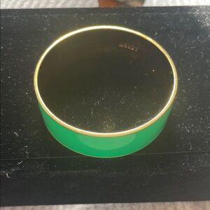 I.Crew Green Enamel Gold-Tone Bangle Bracelet